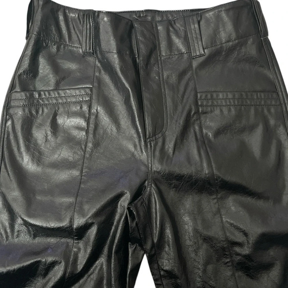 Free People Star Crossed Lovers Straight Vegan Black Pants Size 2 NWOT - Picture 12 of 15